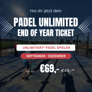 PADEL UNLIMITED - Spiele jetzt für €69,- unlimitiert Padel Tennis